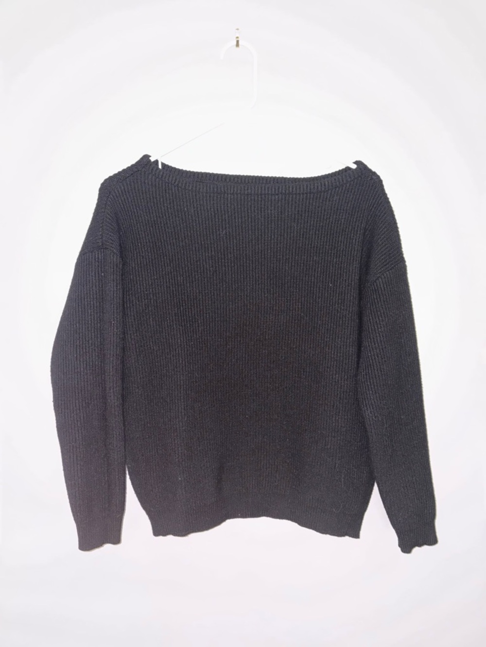 Classic Boat Neck Black Knit Sweater